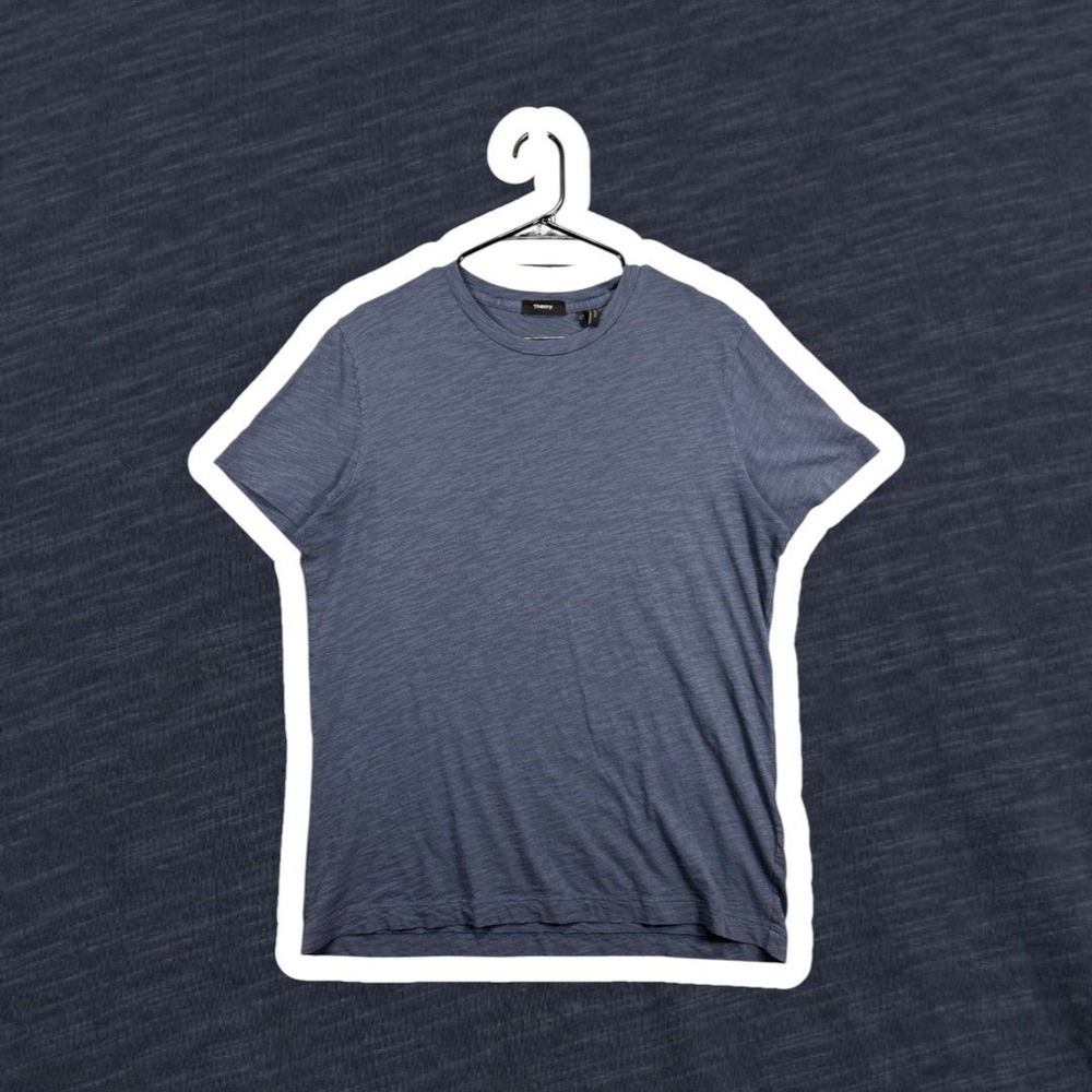 Theory Men Essential Tee Cosmos Slub Cotton Short Sleeve T-Shirt Blue Large